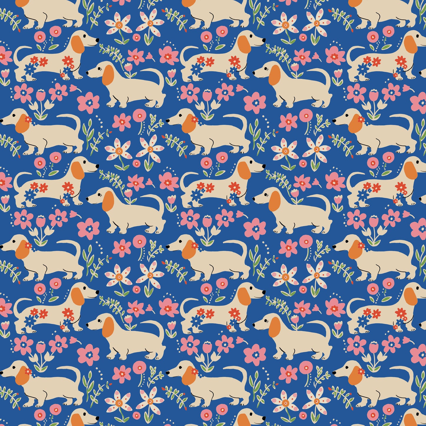 Pemberley Pups quilting fabric, part of the Stannie & Lloyd fabric collection by August Ellery (SKU: PWAE011.DELFT)