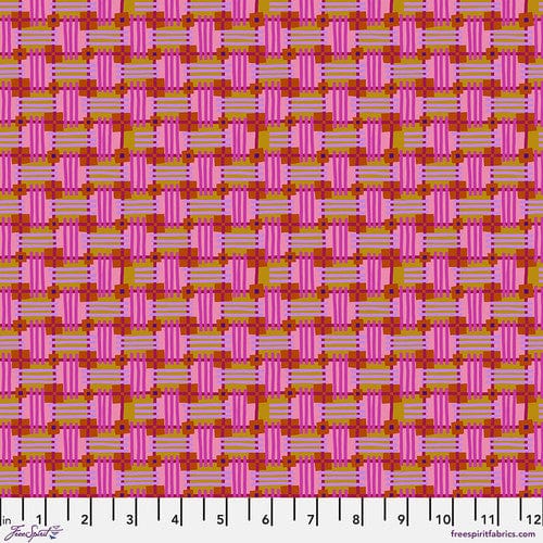 Cotton quilting fabric pattern called 'In Town in Sweet'. Part of the 'Love Always, AM' fabric collection. Designed by Anna Maria Horner for fabric company Free Spirit. SKU: PWAH158.SWEET. 44-45 inch width.