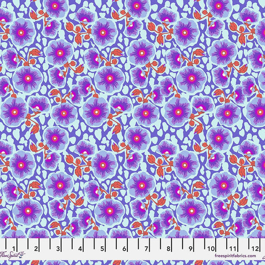 Cotton quilting fabric pattern called 'Happy Blooms in Grape'. Part of the 'Good Gracious' fabric collection. Designed by Anna Maria Horner for fabric company Free Spirit Fabrics. SKU: PWAH220.GRAPE. 44-45 inch width.
