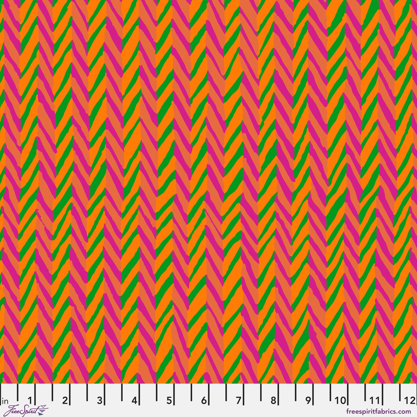 Herringbone Stripe in Orange quilting fabric, part of the Kaffe Fassett Collective February 2026 fabric collection (SKU: PWBM019.ORANGE)