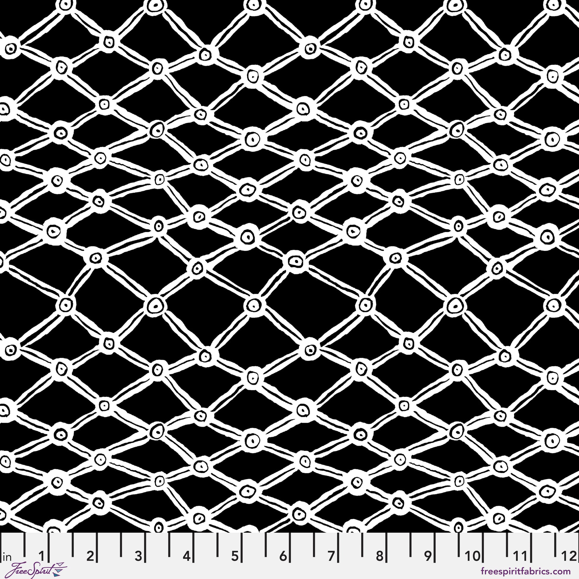 Nets in Black-White quilting fabric, part of the Kaffe Fassett Collective February 2026 fabric collection (SKU: PWBM036.BLACKWHITE)