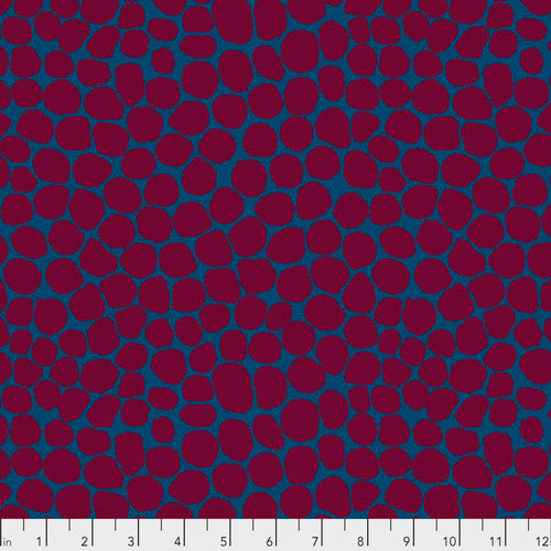 Cotton quilting fabric pattern called 'Jumble in Maroon'. Part of the 'Classics' fabric collection. Designed by The Kaffe Fassett Collective for fabric company Free Spirit Fabrics. SKU: PWBM053.MAROO. 44-45 inch width.