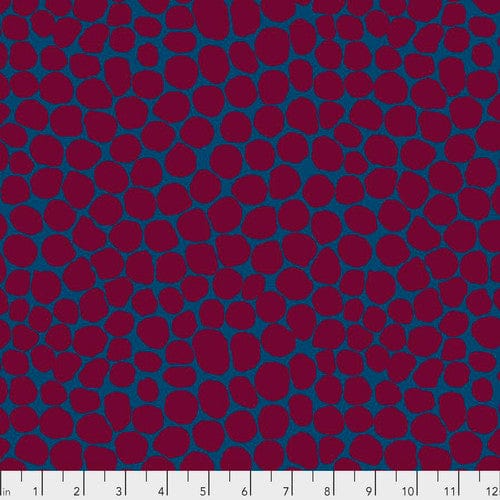 Cotton quilting fabric pattern called 'Jumble in Maroon'. Part of the 'Classics' fabric collection. Designed by The Kaffe Fassett Collective for fabric company Free Spirit Fabrics. SKU: PWBM053.MAROO. 44-45 inch width.