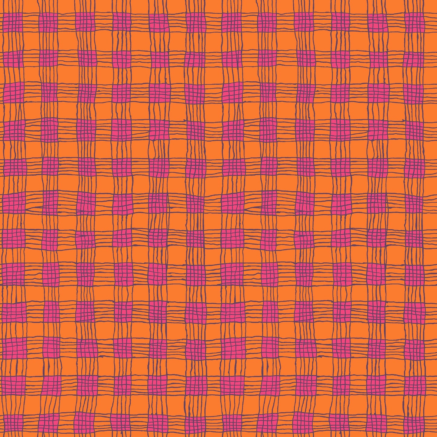 Gingham in Coral quilting fabric, part of the Kaffe Fassett Collective fabric collection by Brandon Mably (SKU: PWBM089.CORAL)