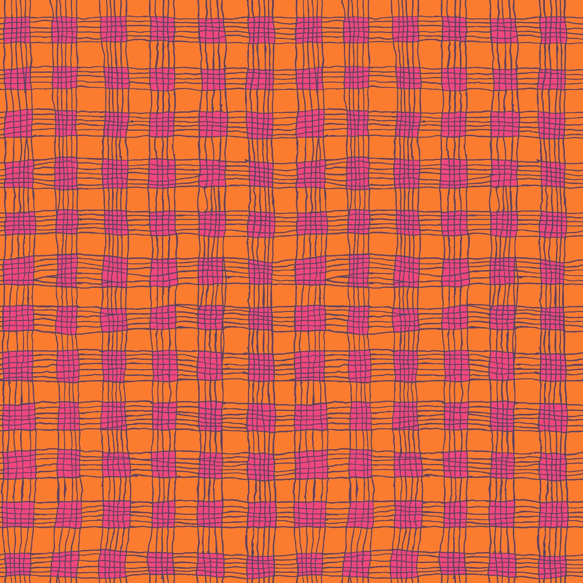 Gingham in Coral quilting fabric, part of the Kaffe Fassett Collective fabric collection by Brandon Mably (SKU: PWBM089.CORAL)