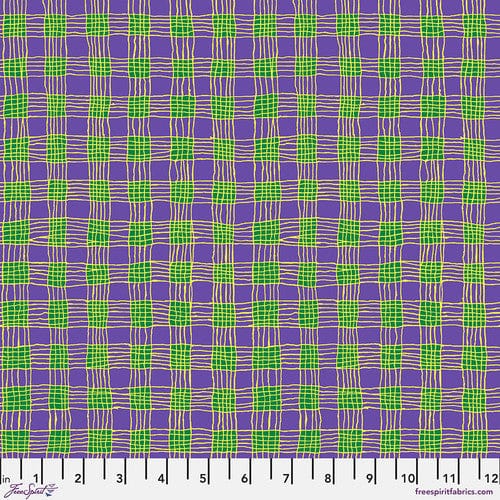 Gingham in Purple quilting fabric, part of the Kaffe Fassett Collective fabric collection by Brandon Mably (SKU: PWBM089.PURPLE)