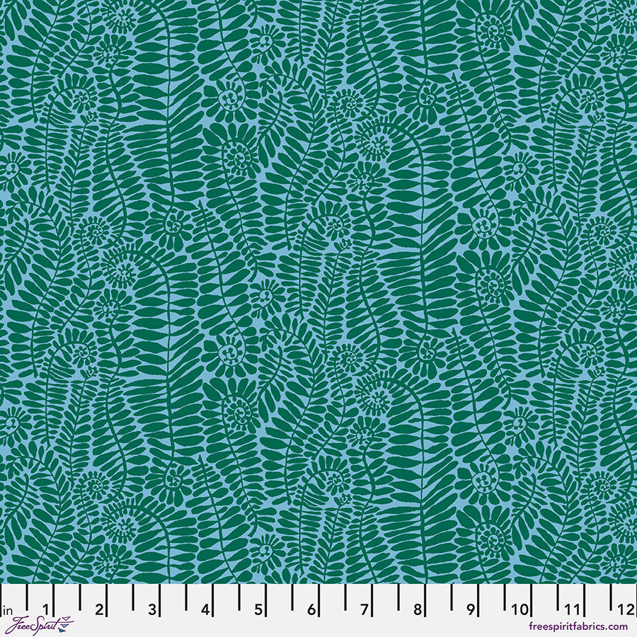 SM Fronds in Turquoise quilting fabric, part of the Kaffe Fassett Collective fabric collection by Brandon Mably (SKU: PWBM098.TURQUOISE)