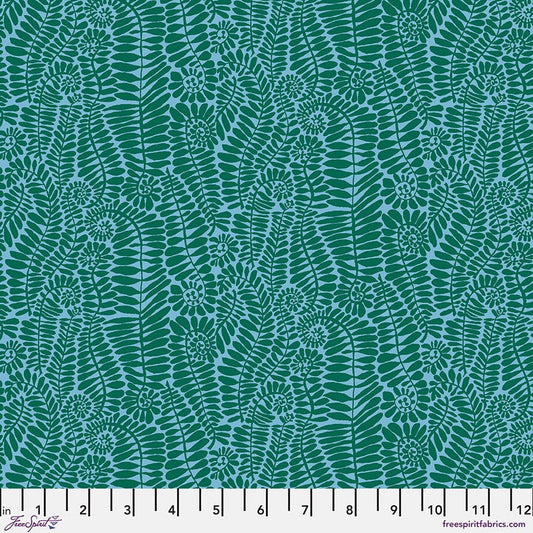 SM Fronds in Turquoise quilting fabric, part of the Kaffe Fassett Collective fabric collection by Brandon Mably (SKU: PWBM098.TURQUOISE)