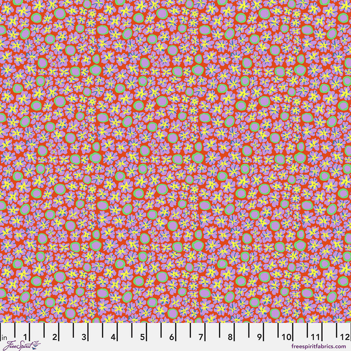SM Primulas Orange quilting fabric, part of the Bits & Bobs fabric collection by Brandon Mably (SKU: PWBM114.ORANGE)