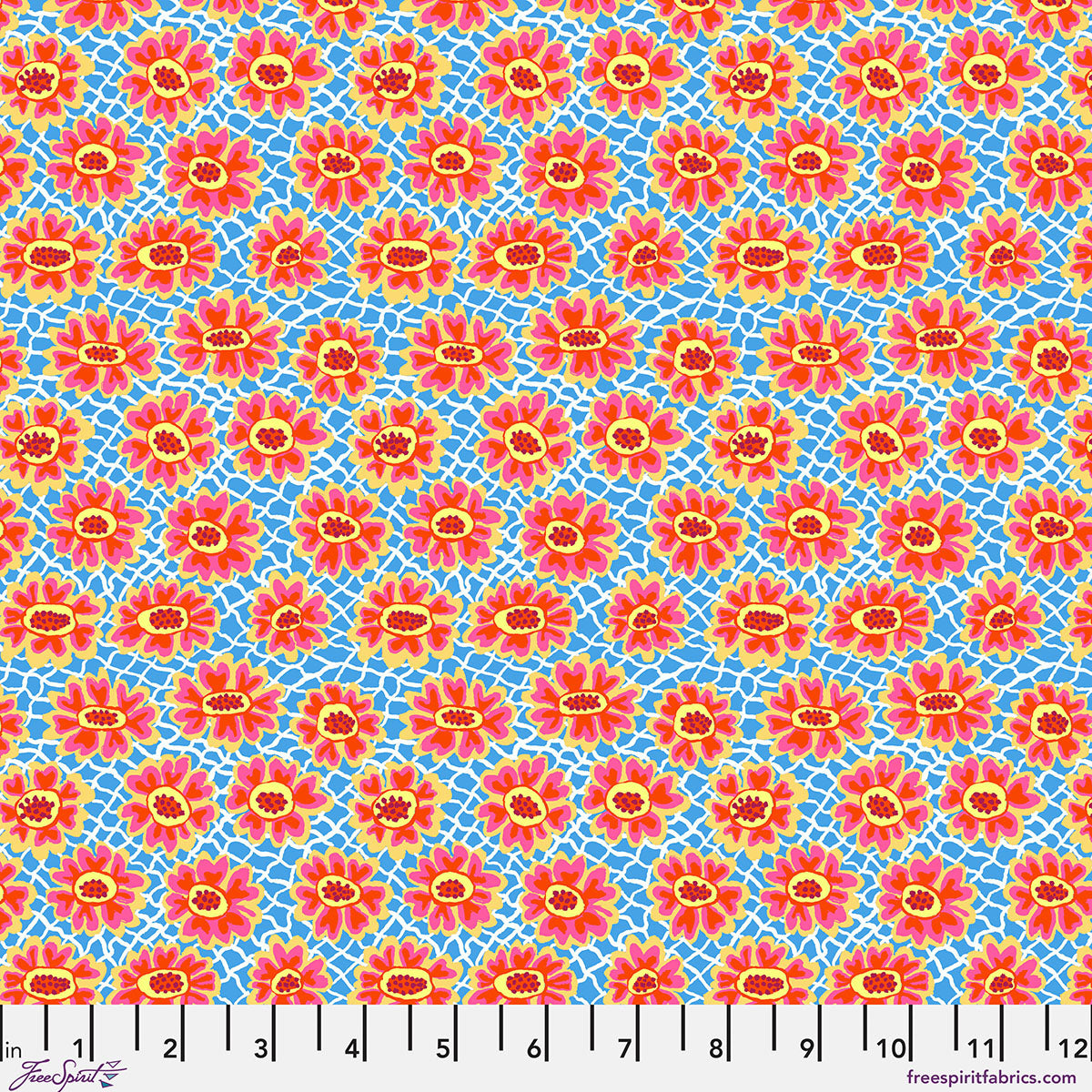 SM Flower Net Blue quilting fabric, part of the Bits & Bobs fabric collection by Brandon Mably (SKU: PWBM116.BLUE)
