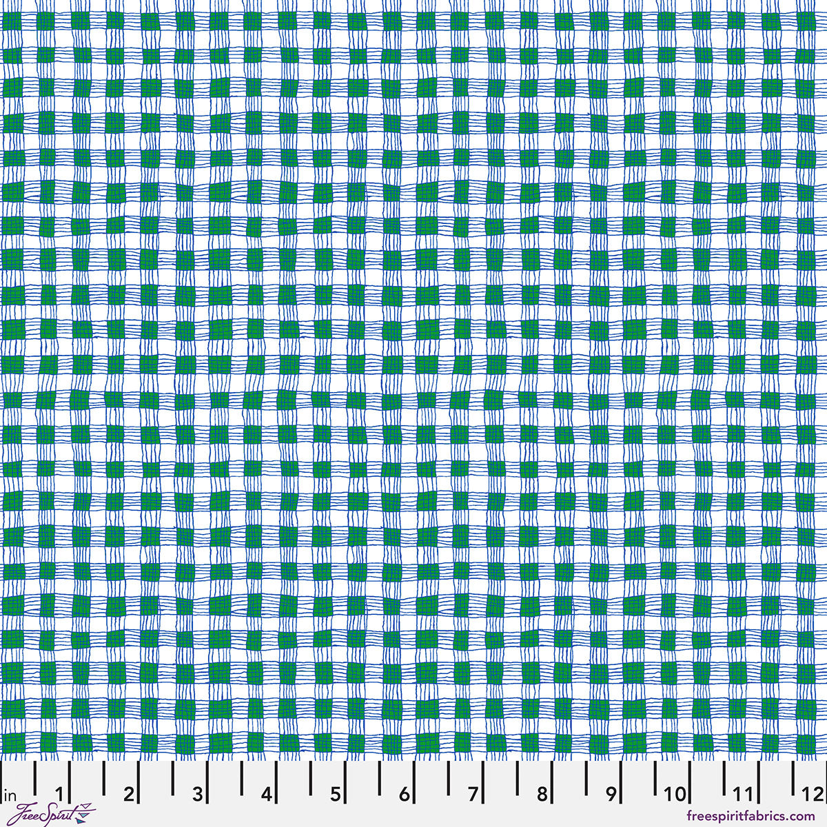 SM Gingham Green quilting fabric, part of the Bits & Bobs fabric collection by Brandon Mably (SKU: PWBM119.GREEN)