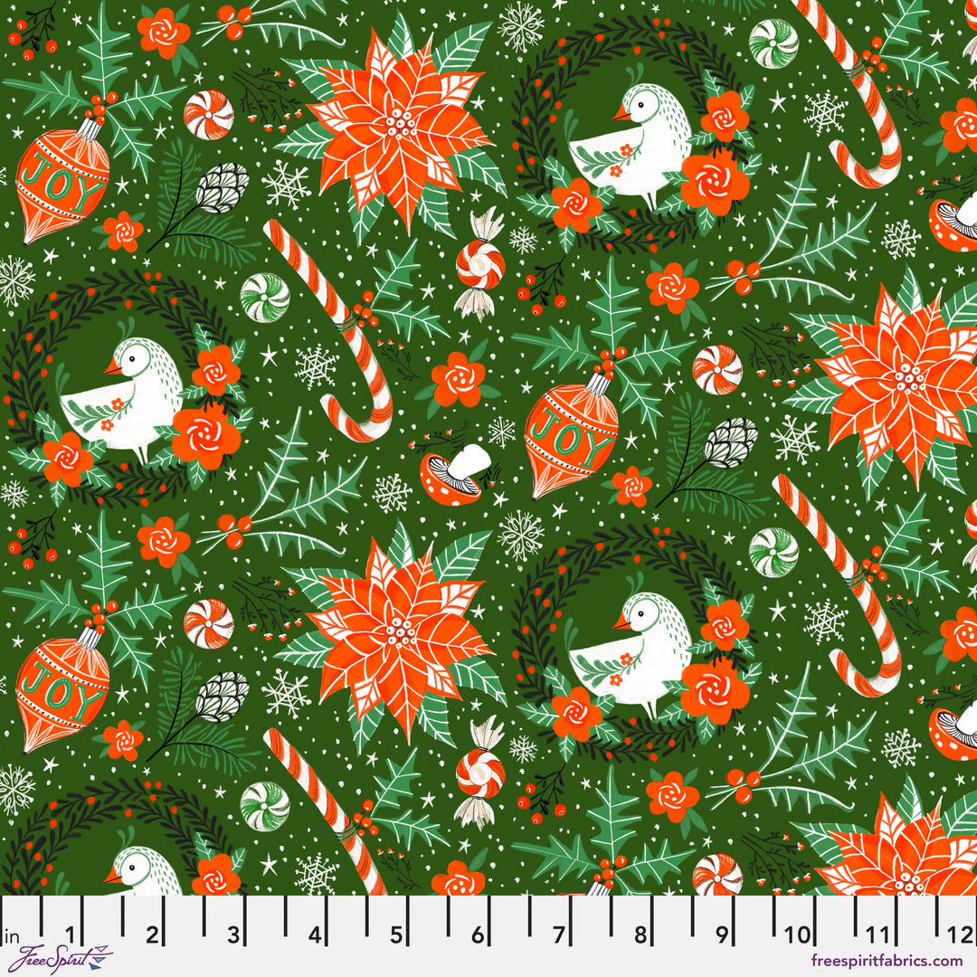 PREORDER - Winter Joy - Sweet Tree in Hunter - Cori Dantini - PWCD100.XHUNTER - Half Yard