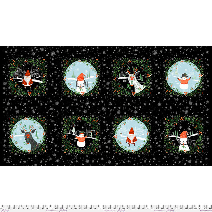 PREORDER - Winter Joy - Snow Globe in Black - 25" X WOF Panel - Cori Dantini - PWCD105.XBLACK