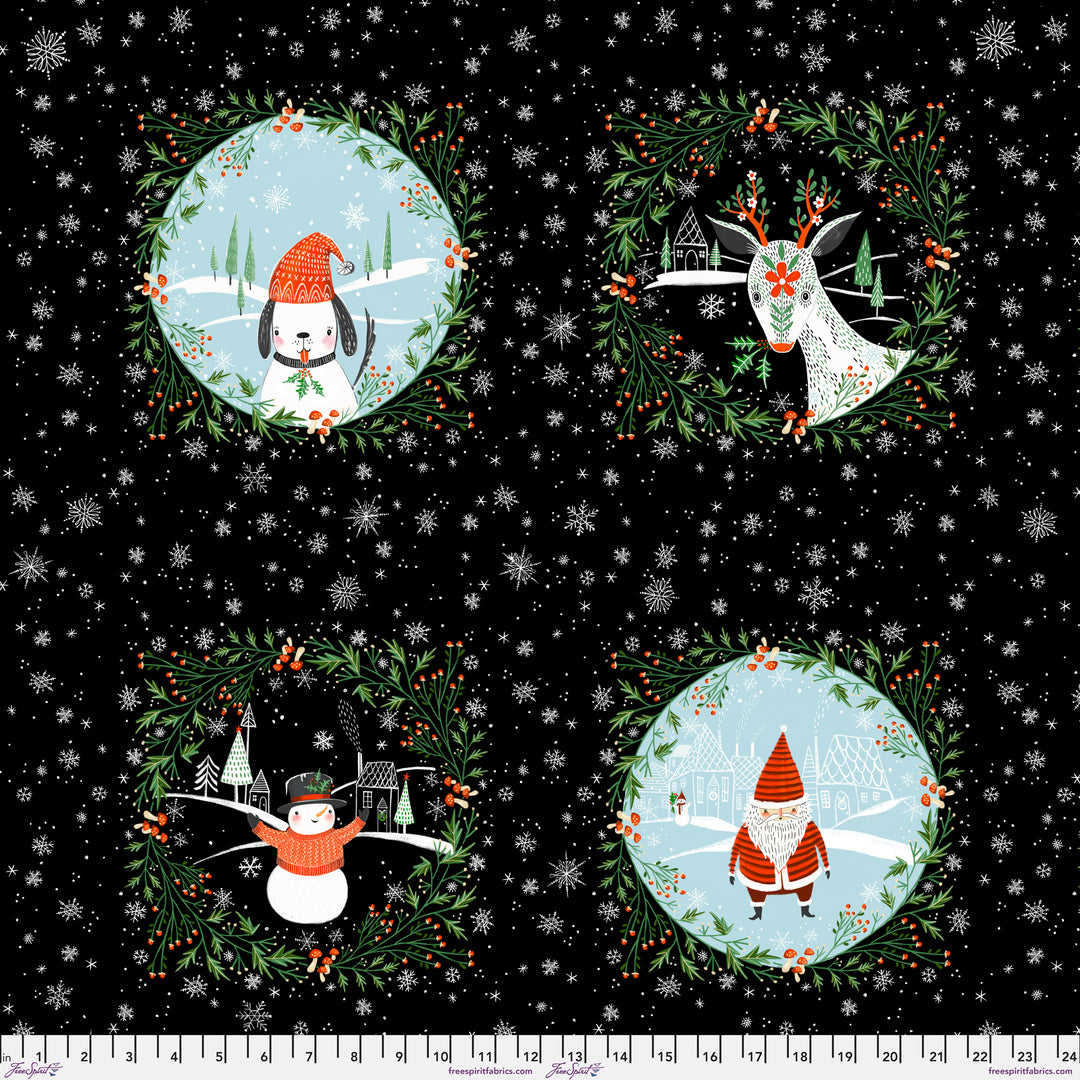 PREORDER - Winter Joy - Snow Globe in Black - 25" X WOF Panel - Cori Dantini - PWCD105.XBLACK