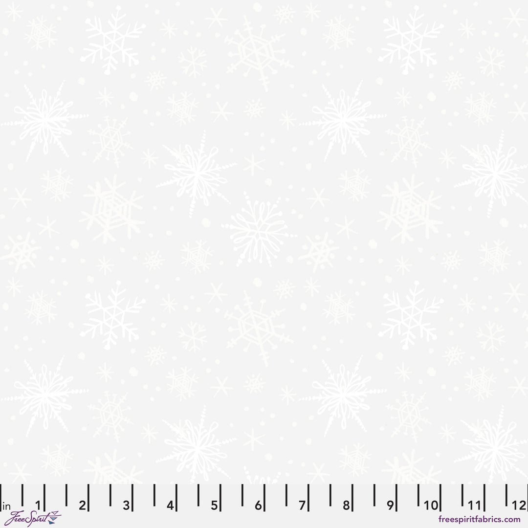 PREORDER - Winter Joy - Dancing Snowflake in White - Cori Dantini - PWCD108.XWHITE - Half Yard
