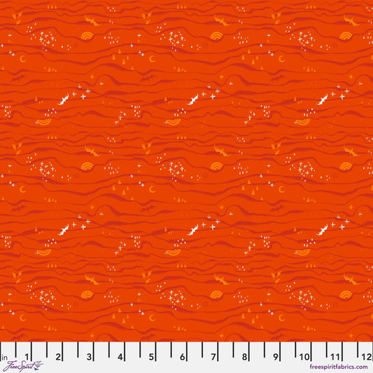Cotton quilting fabric pattern called 'Squash in Squash'. Part of the 'Ghostly Greetings' fabric collection. Designed by Cori Dantini for fabric company Free Spirit. SKU: PWCD115.XSQUASH. 44-45 inch width.