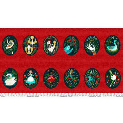 12 Days of Christmas Panel - 12 Days of Christmas by Cori Dantini - 24" x WOF Panel