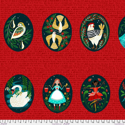 12 Days of Christmas Panel - 12 Days of Christmas by Cori Dantini - 24" x WOF Panel