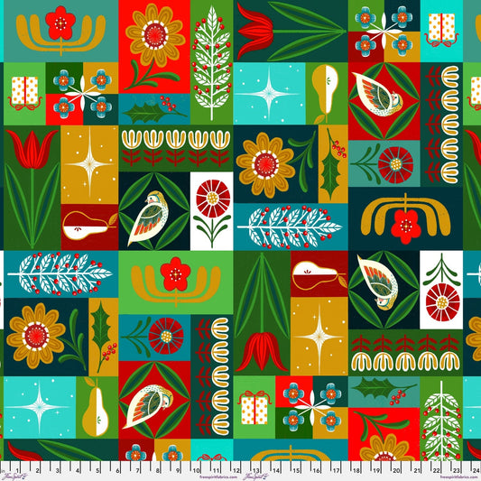True Love Gave to Me in Multi quilting fabric, part of the 12 Days of Christmas fabric collection by Cori Dantini (SKU: PWCD131.XMULTI)