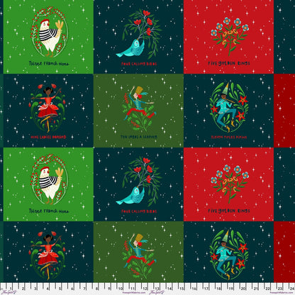 Christmas Days quilting panel, part of the 12 Days of Christmas fabric collection by Cori Dantini (SKU: PWCD132.XPANEL)