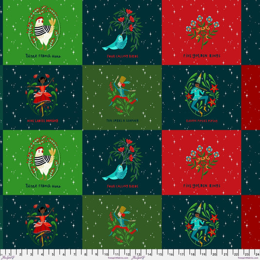 Christmas Days quilting panel, part of the 12 Days of Christmas fabric collection by Cori Dantini (SKU: PWCD132.XPANEL)