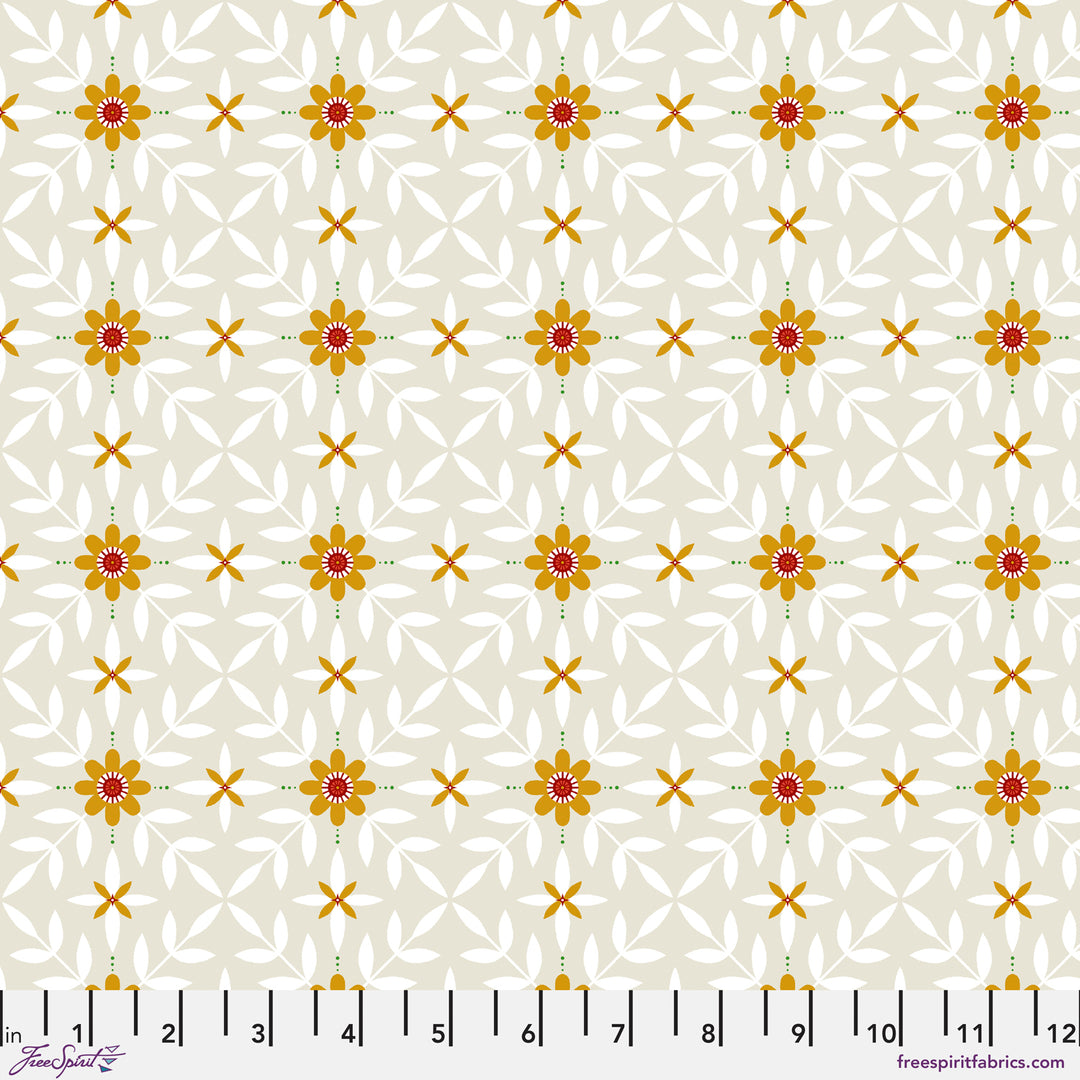 Swan Lattice in Taupe quilting fabric, part of the 12 Days of Christmas fabric collection by Cori Dantini (SKU: PWCD136.XTAUPE)