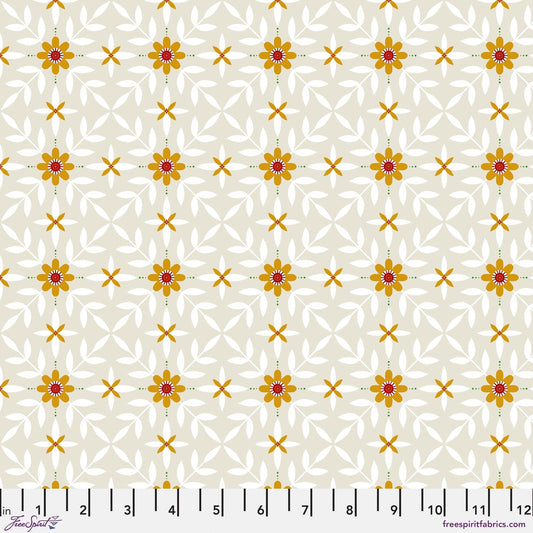 Swan Lattice in Taupe quilting fabric, part of the 12 Days of Christmas fabric collection by Cori Dantini (SKU: PWCD136.XTAUPE)