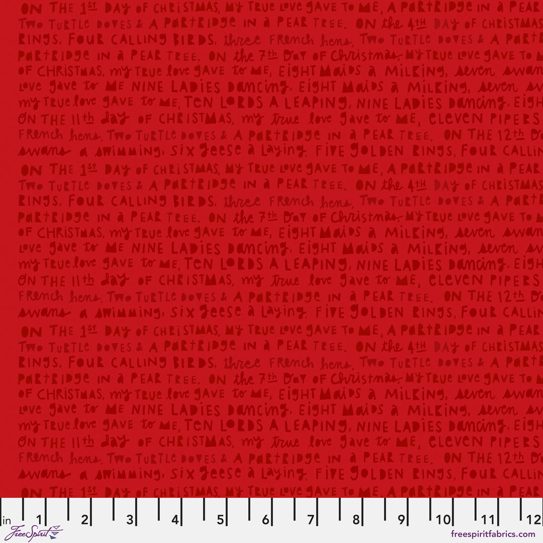 Sing Along quilting fabric, part of the 12 Days of Christmas fabric collection by Cori Dantini (SKU: PWCD137.XRED)