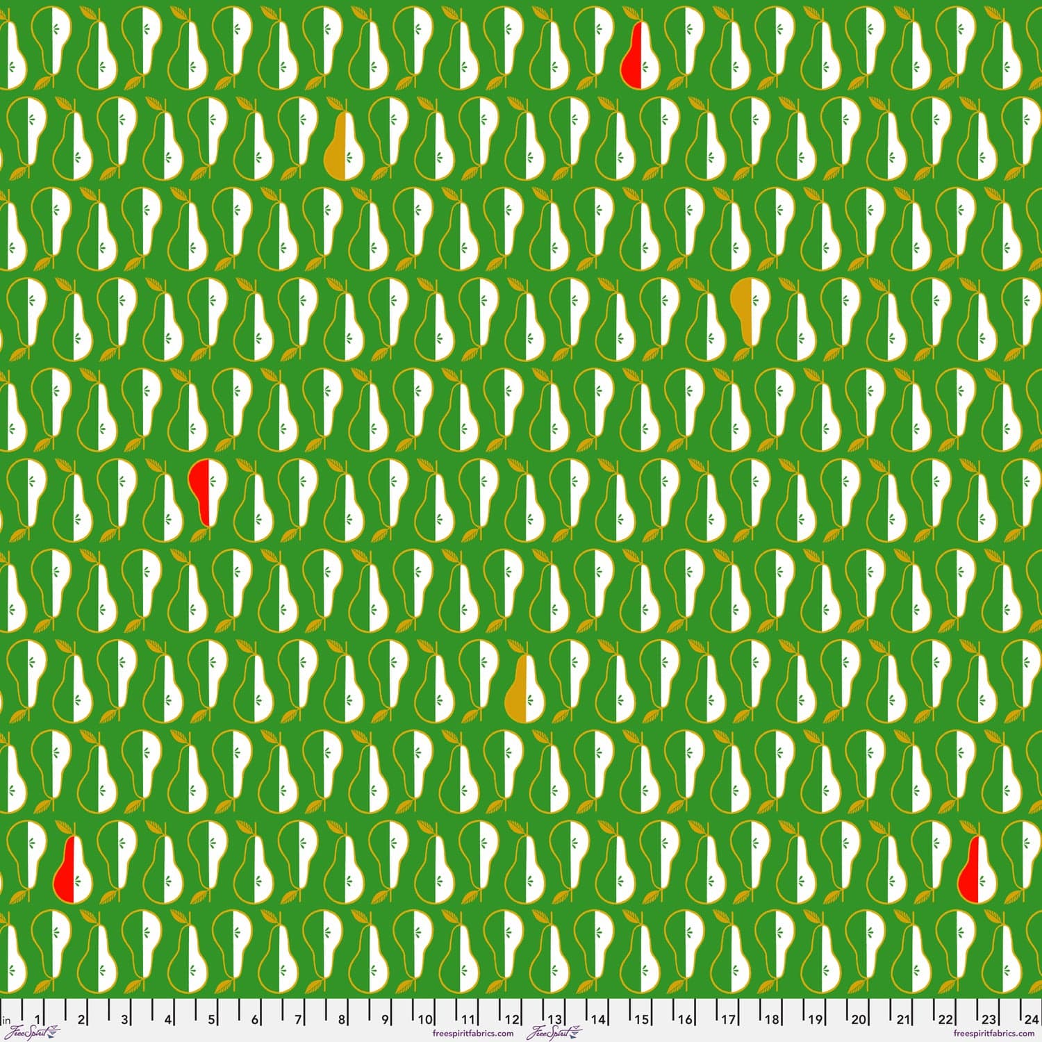 Pears quilting fabric, part of the 12 Days of Christmas fabric collection by Cori Dantini (SKU: PWCD139.XPEAR)