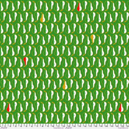 Pears quilting fabric, part of the 12 Days of Christmas fabric collection by Cori Dantini (SKU: PWCD139.XPEAR)