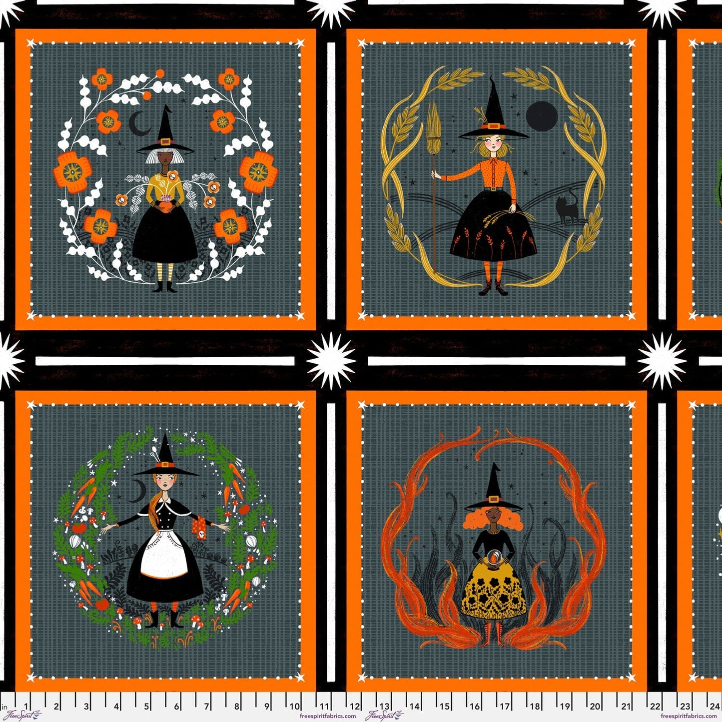 Witchy Ways Panel in Multi quilting fabric, part of the Witchy Ways fabric collection by Cori Dantini (SKU: PWCD140.XPANEL)