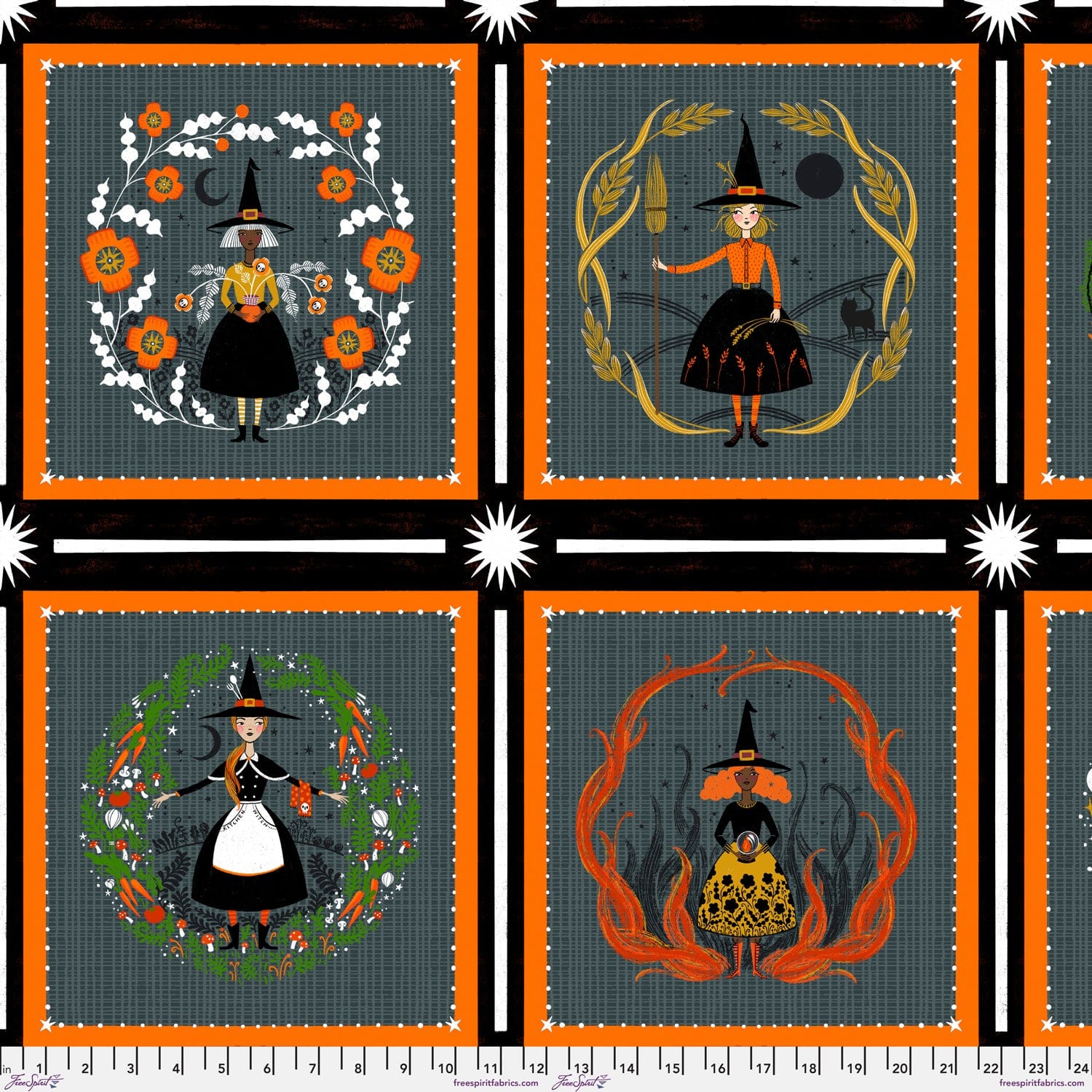 Witchy Ways Panel in Multi quilting fabric, part of the Witchy Ways fabric collection by Cori Dantini (SKU: PWCD140.XPANEL)