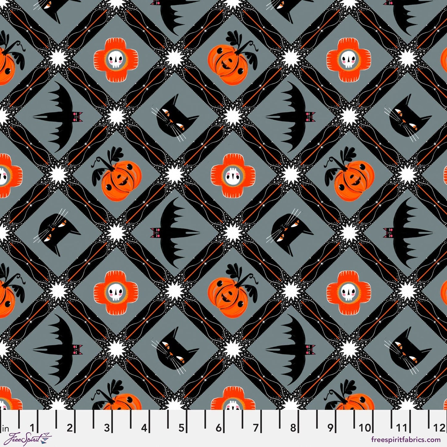 Witchy Ways in Stone quilting fabric, part of the Witchy Ways fabric collection by Cori Dantini (SKU: PWCD147.XSTONE)
