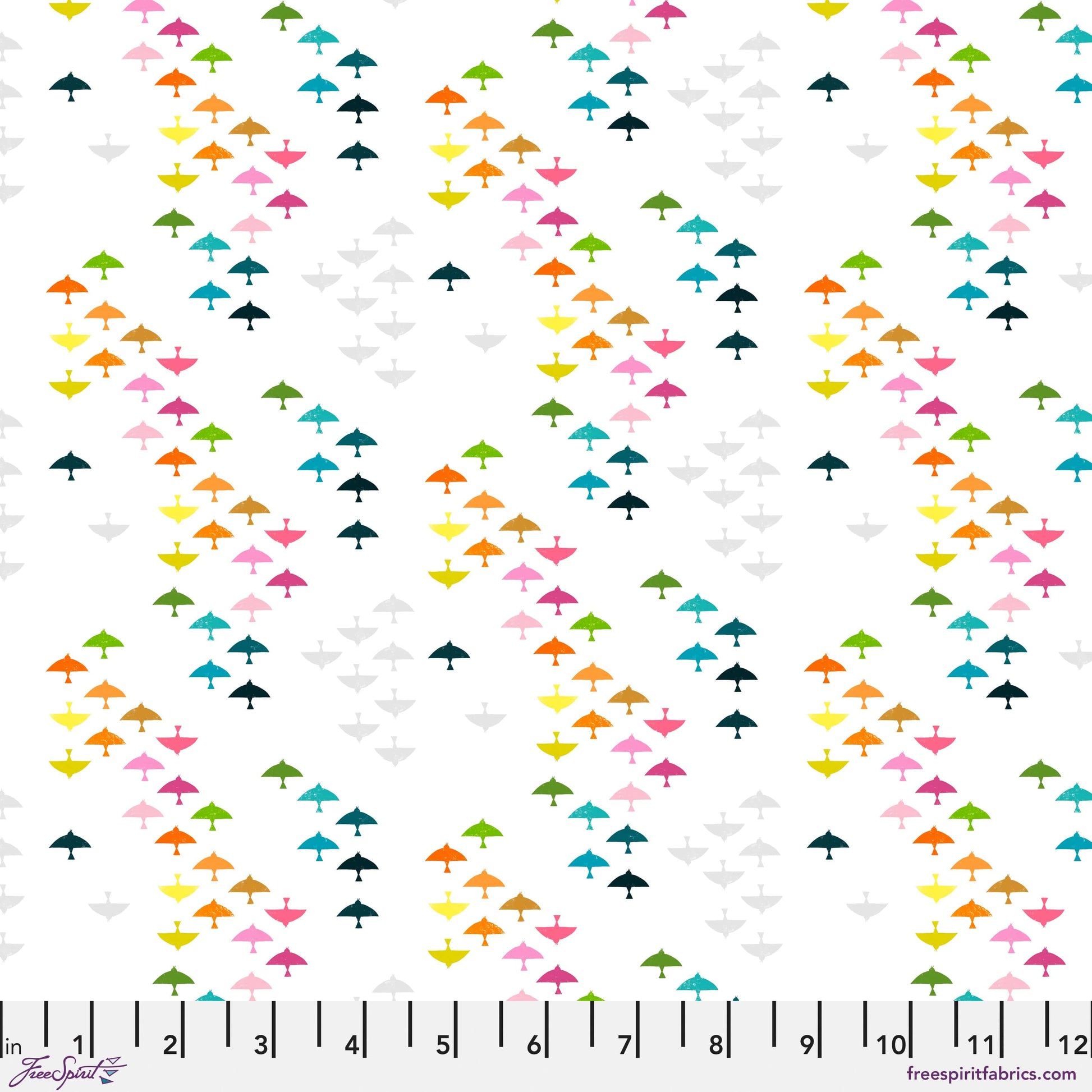 In Flight quilting fabric, part of the What the Birds Said fabric collection by Cori Dantini (SKU: PWCD159.XWHITE)