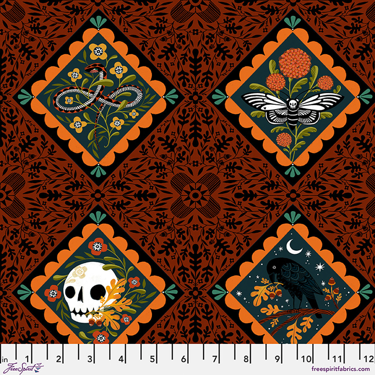 More Than Bones Tile quilting fabric, part of the More Than Bones fabric collection by Cori Dantini (SKU:PWCD163.XTILE)