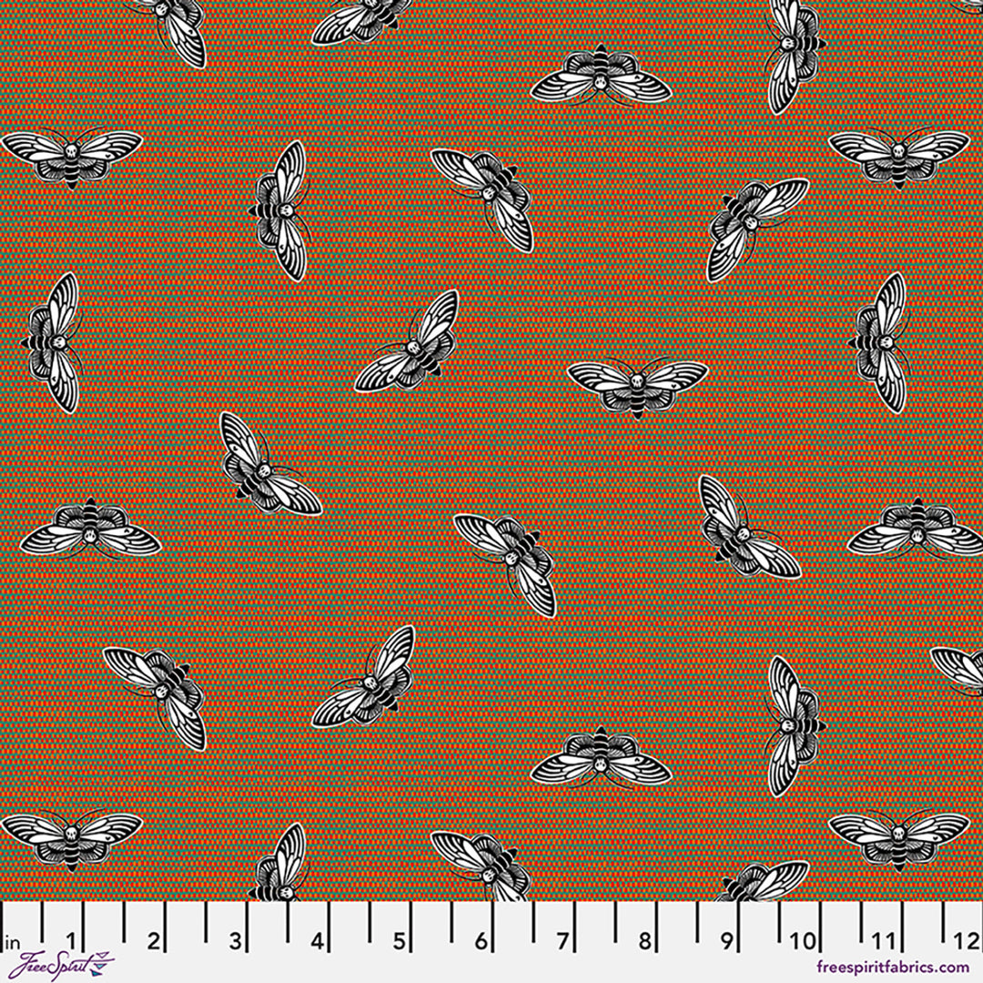 Mothra quilting fabric, part of the More Than Bones fabric collection by Cori Dantini (SKU: PWCD167.XMULTI)
