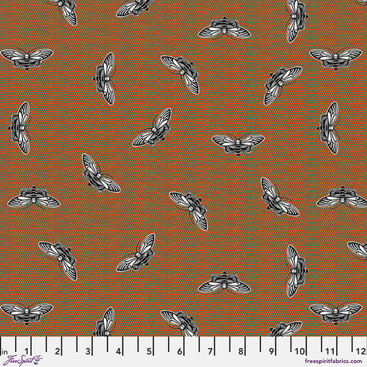 Mothra quilting fabric, part of the More Than Bones fabric collection by Cori Dantini (SKU: PWCD167.XMULTI)