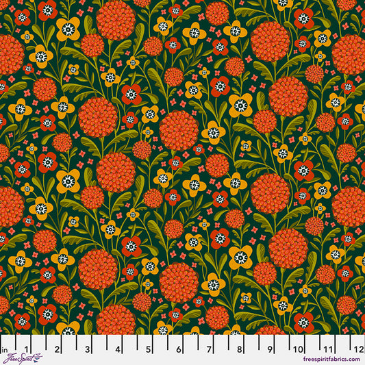 Marigold Field quilting fabric, part of the More Than Bones fabric collection by Cori Dantini (SKU: PWCD168.XHUNTER)