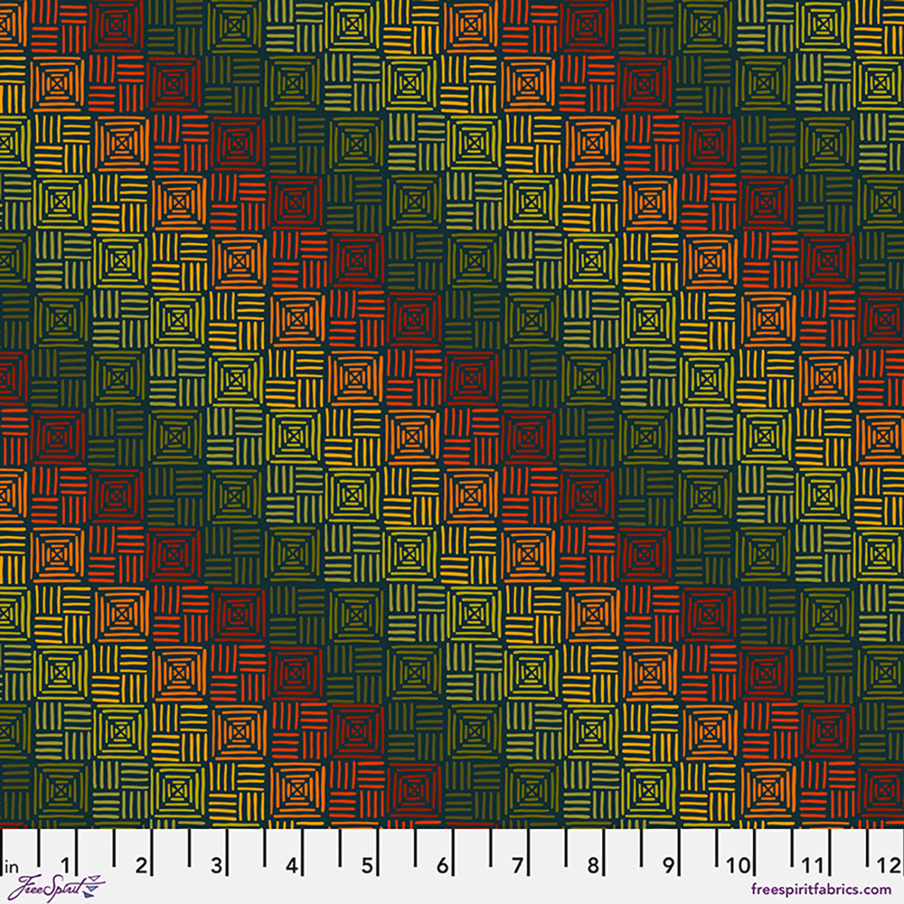 Sunset Grid quilting fabric, part of the More Than Bones fabric collection by Cori Dantini (SKU: PWCD171.XOMBRE)
