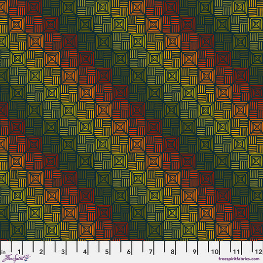 Sunset Grid quilting fabric, part of the More Than Bones fabric collection by Cori Dantini (SKU: PWCD171.XOMBRE)