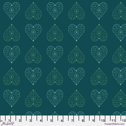 Amour in Turquoise quilting fabric, part of the Enrapture fabric collection by Giucy Giuce (SKU: PWGG007.TURQUOISE)