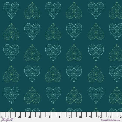 Amour in Turquoise quilting fabric, part of the Enrapture fabric collection by Giucy Giuce (SKU: PWGG007.TURQUOISE)
