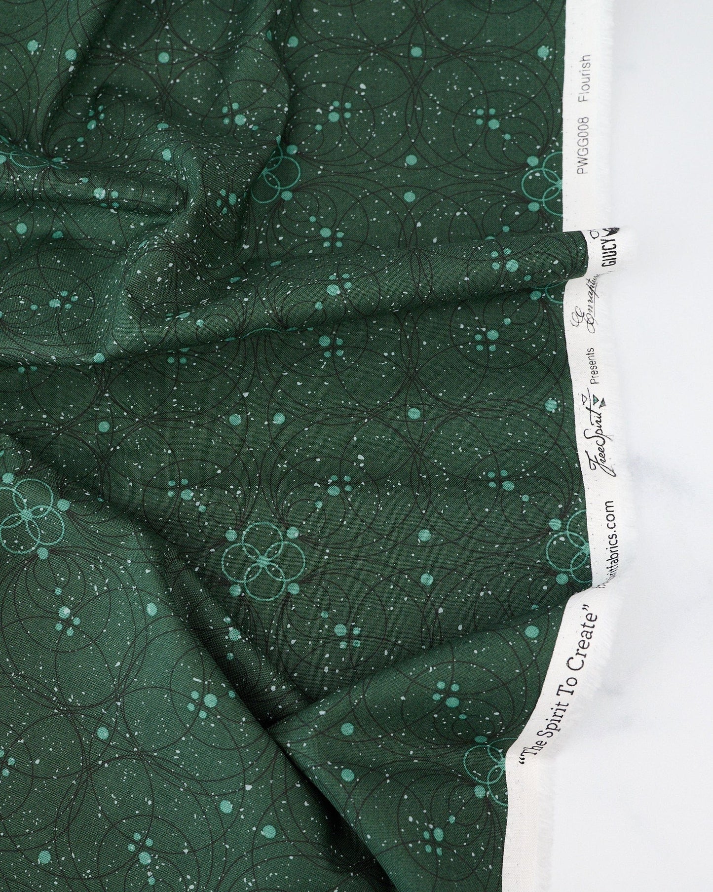 Flourish in Emerald quilting fabric, part of the Enrapture fabric collection by Giucy Giuce (SKU: PWGG008.EMERALD)