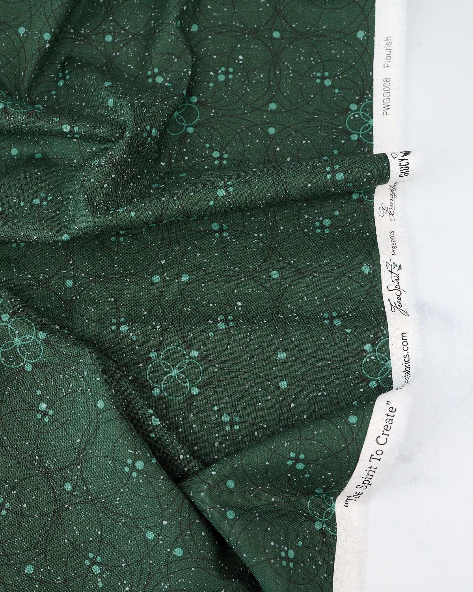 Flourish in Emerald quilting fabric, part of the Enrapture fabric collection by Giucy Giuce (SKU: PWGG008.EMERALD)