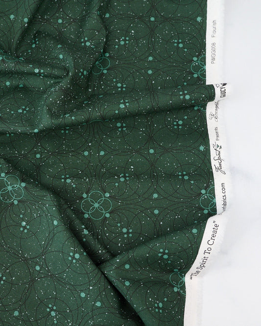 Flourish in Emerald quilting fabric, part of the Enrapture fabric collection by Giucy Giuce (SKU: PWGG008.EMERALD)