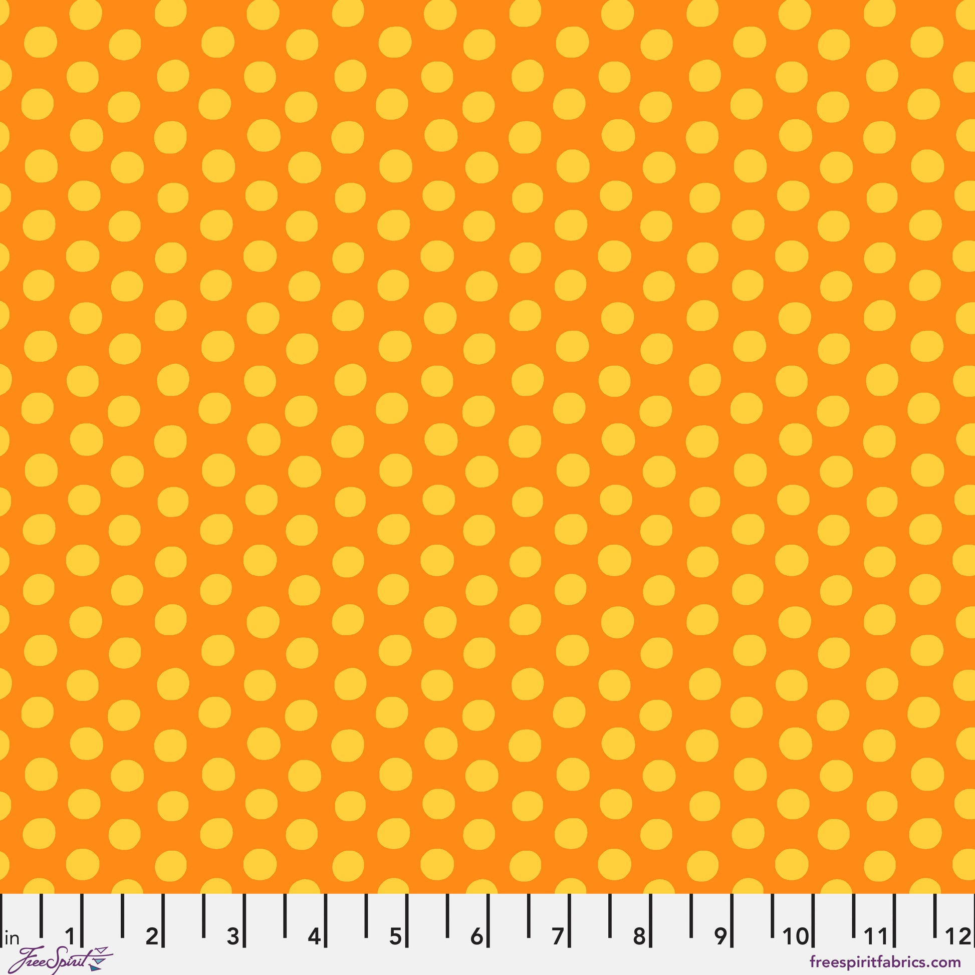 Spot in Mango quilting fabric, part of the Kaffe Fassett Collective February 2026 fabric collection (SKU: PWGP070.MANGO)