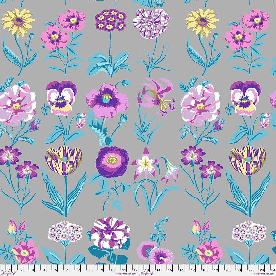 Flower Studies in Grey quilting fabric, part of the Kaffe Fassett Collective fabric collection by Kaffe Fassett (SKU: PWGP205.GREY)