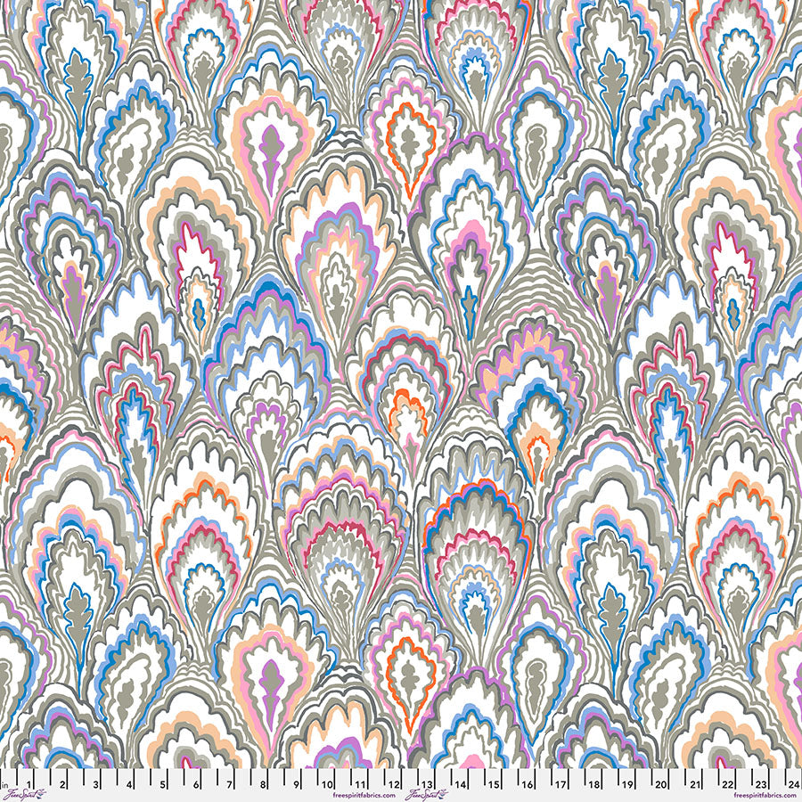 Marble Scallops in Grey quilting fabric, part of the Kaffe Fassett Collective fabric collection by Kaffe Fassett (SKU: PWGP207.GREY)
