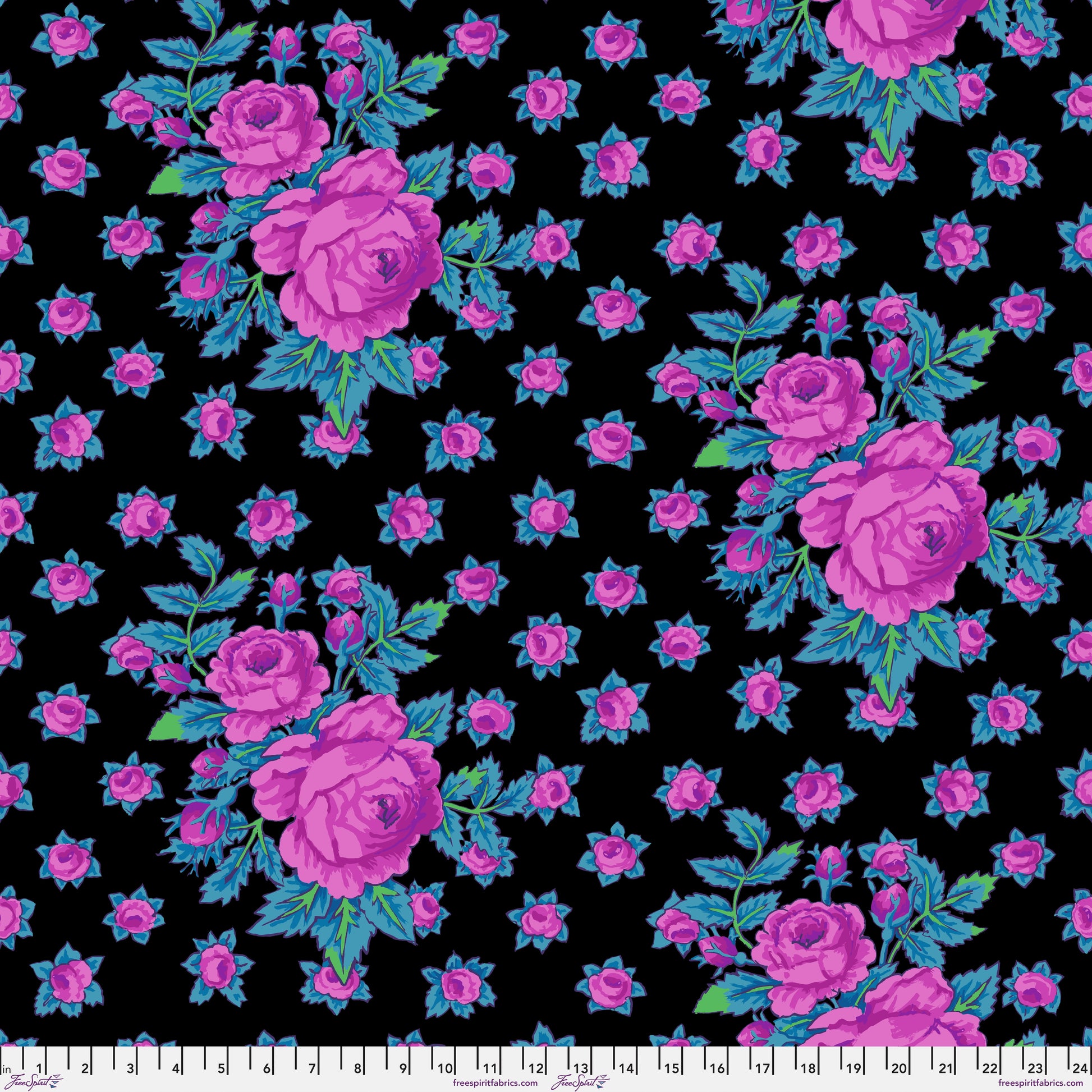 Rosie in Cool quilting fabric, part of the Kaffe Fassett Collective February 2026 fabric collection (SKU: PWGP212.COOL)