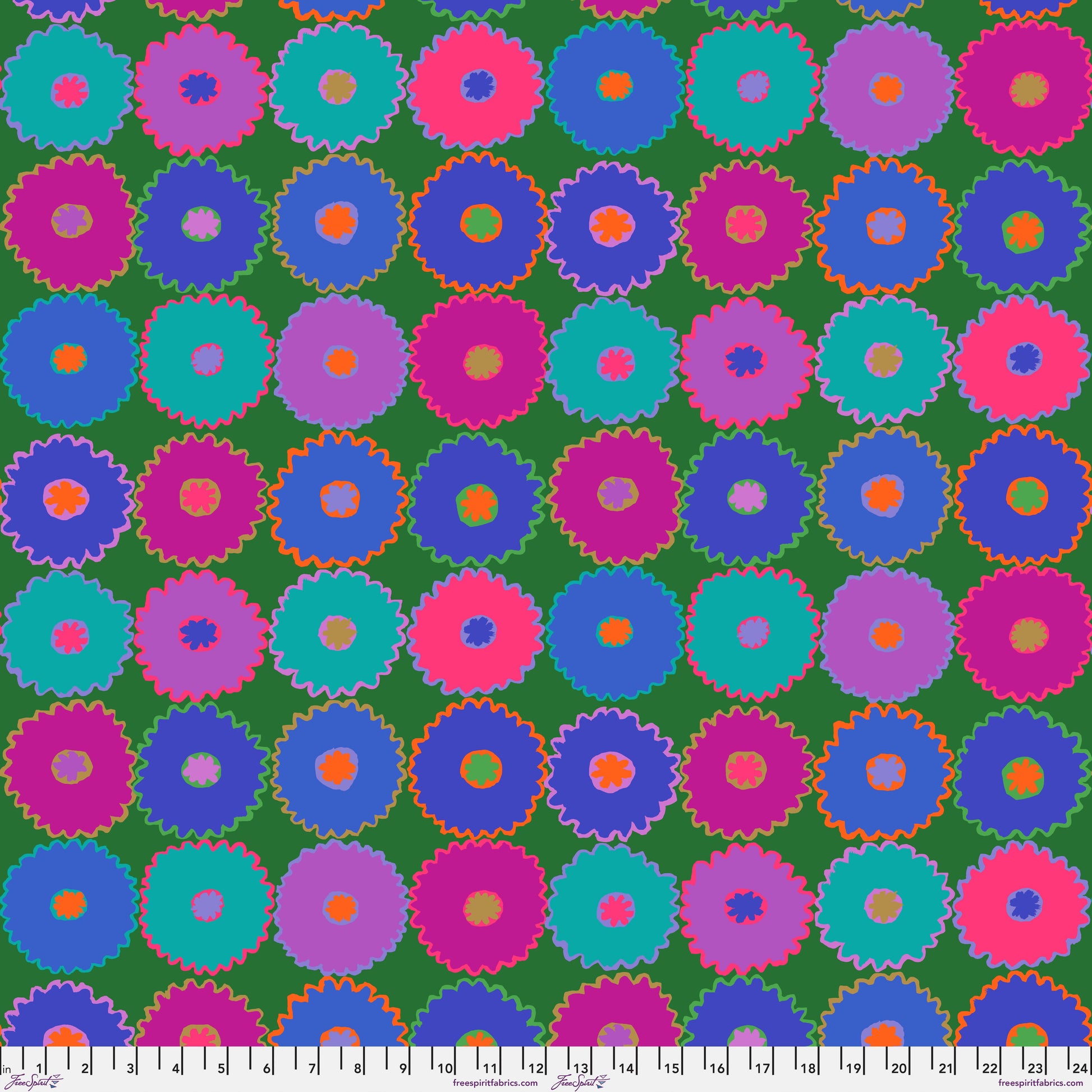 Pinking in Blue quilting fabric, part of the Kaffe Fassett Collective February 2026 fabric collection (SKU: PWGP213.BLUE)